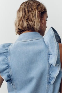 Z1975 DENIM SHIRT WITH RUFFLES - Zara фото 3