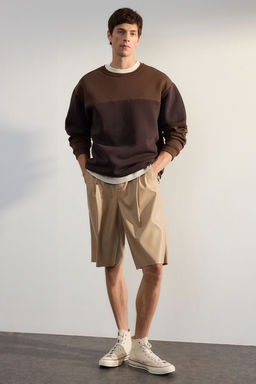 TRENDYOL MAN Lacivert Oversize/Genis Kesim Renk Bloklu Ici Polarl? Basic Sweatshirt TMNAW25SW00013 - Trendyolmilla фото 10