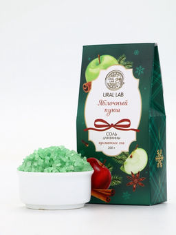 Цена за 2 шт. Соль для ванны, аромат яблочный пунш, 200 г, URAL LAB
