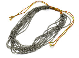 Колье из циркона 10 нитей шарик 2мм, цвет дымчатый