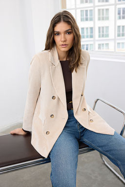 Tas Kruvaze Kapama Rahat Kal?p Dokuma Kadife Blazer Ceket TWOAW26BC00029 - Trendyolmilla фото 2