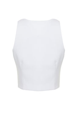 Trendyolmilla Ekru Fitted Gul Detayl? Crop Dokuma Yelek TWOSS24YE00026  фото 9
