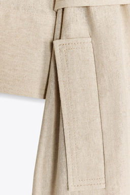 BELTED LINEN MINI DRESS