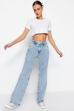 Siyah Yuksek Bel Wide Leg Jeans TWOSS21JE0385 - Trendyolmilla фото 18