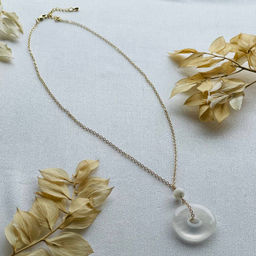 Кулон на цепочке из Горного Хрусталя и Лунного камня 50 см +