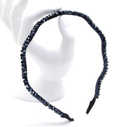 Ободок для волос Волна с цирконом, цвет синий