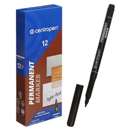 Цена за 12 шт. Маркер перманентный 2.0 мм Centropen 2536, линия 1 мм, цвет чёрный, светостойкий