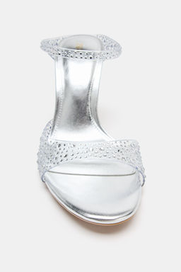 SANDALIA TAC?N VINILO / Plata - Zara фото 3