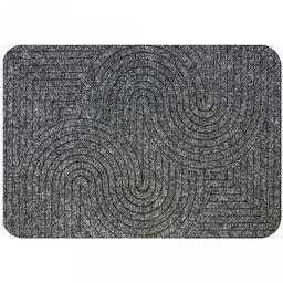 Коврик придверный "Ребро Лазер" 50х80см, ворс полиэфир, подложка вулканизированное ПВХ, влаговпитывающий, "Змейка", серый (Россия)