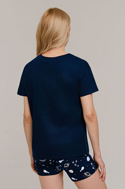 Арт. 9161 Пижама с шортами 42-50 (5 шт) Цвет:верх-темно-синий, низ-темно-синий