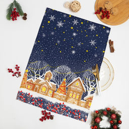 Полотенце новогоднее DomoVita Полночь, рогожка 170г/м, размер 50х70 см 100% хлопок