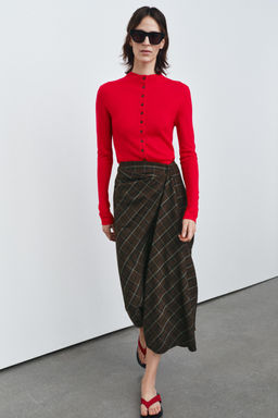 ZW COLLECTION DRAPED CHECK SKIRT - Zara фото 22