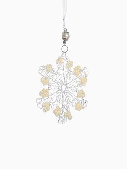 Цена за 2 шт. Ёлочная игрушка Зимнее волшебство. Снежинка ажурная, d=12 см, прозрачный, МИКС фото 11