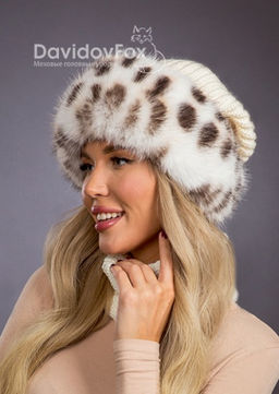 Шапка Ника экомех трикотаж рысь