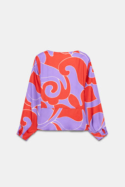 CAMISA SATINADA ESTAMPADA HOMBRERAS / Multicolor - Zara фото 8