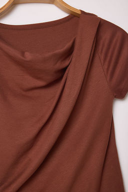 Trendyolmilla Siyah Buzgu/Drape Detayl? Fitted/Vucuda Oturan Orme Bluz TWOSS25BZ00278  фото 6