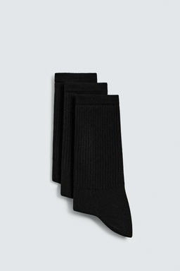 CALCETINES B?SICOS RIB PACK 3 / Negro