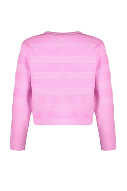 Pembe Bisiklet Yaka Ceket Gorunumlu Triko H?rka TWOAW24HI00337