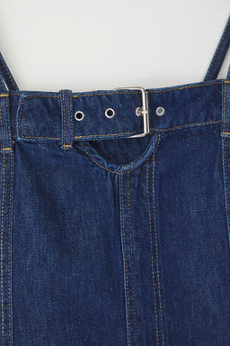 Limited Edition Koyu Mavi Cut-Out Detayl? Metal Tokal? Ince Ask?l? Mini Denim Elbise TWOSS25EL00506 - Trendyolmilla фото 4