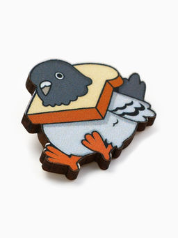 Цена за 2 шт. Значок деревянный Голубь, 3.2?3 см