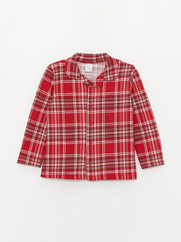 Polo Yaka Uzun Kollu Ekose Desenli K?z Bebek Pijama Tak?m?