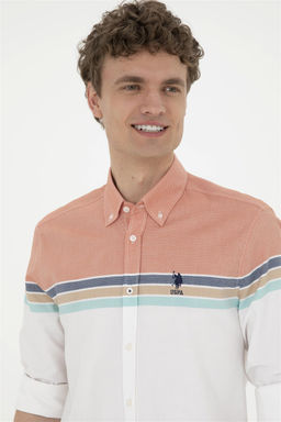 Мужская рубашка с длинным рукавом кирпичного цвета Неожиданная скидка в корзине - U.s. polo assn фото 2