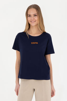 Женская темно-синяя футболка с круглым вырезом - U.s. polo assn фото 9