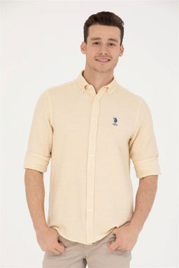 Мужская светло-желтая рубашка с длинным рукавом - U.s. polo assn фото 3