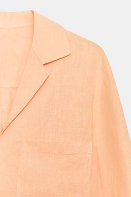 CAMISA LINO 100% BOLSILLO ZW COLLECTION / Mandarina - Zara фото 9