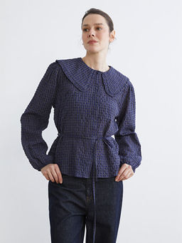 Bebe Yaka Ekose Gofre Kad?n G?mlek