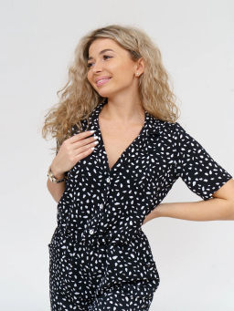 Комбинезон женский, цвет черный белый