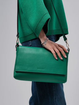 Кожаная сумка через плечо Deboro 30181 зеленая весна