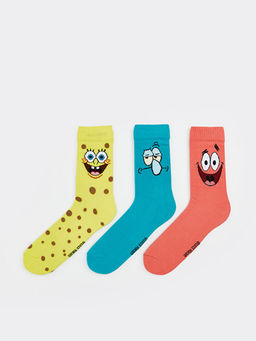 S?nger Bob Bask?l? Erkek Soket ?orap 3l?