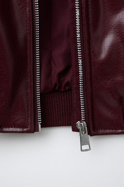 CAZADORA BOMBER EFECTO PIEL / Burgundy - Zara фото 9