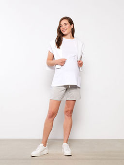 Bisiklet Yaka D?z K?sa Kollu Pamuklu Hamile Ti??rt