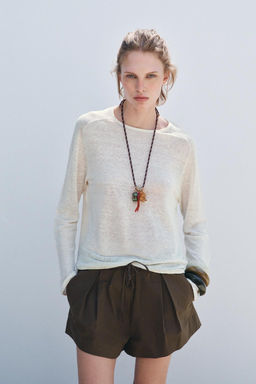 LINEN BLEND KNIT SWEATER