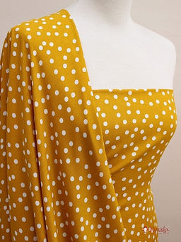 Штапель Россыпь среднего гороха-2 на ярко-горчичном, ш.1.44м, вискоза-100%, 100гр/м.кв - Купава фото 7