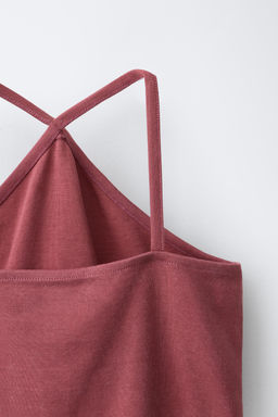 TOP CUELLO HALTER TACHAS / GRANATE - Zara фото 4