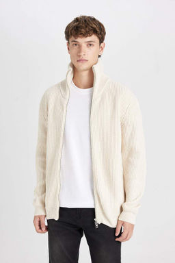 Кардиган стандартного кроя с высоким воротником - Defacto фото 4