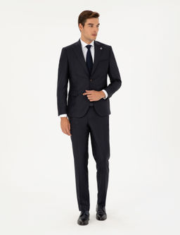 Lacivert Slim Fit Tak_m Elbise
