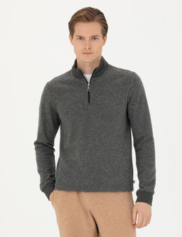 Толстовка на полумолнии антрацитового цвета