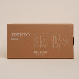 Набор для подачи сыра SL Home «Тренто», 35×18 см, 4 предмета: доска фарфоровая, подставка деревянная, нож, вилка