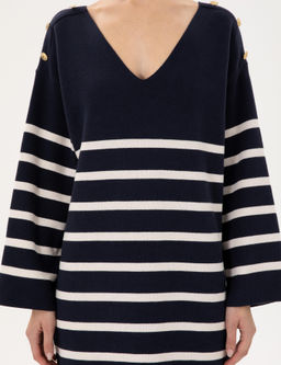 Lacivert Regular Fit Triko Elbise