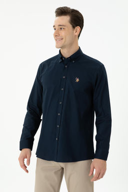 U. S. Polo Assn / Мужская темно-синяя базовая рубашка с длинным рукавом - U.s. polo assn фото 9