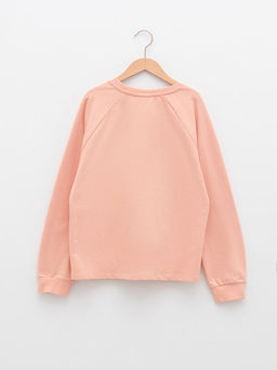 Bisiklet Yaka Bask?l? Uzun Kollu K?z ?ocuk Sweatshirt - Waikiki фото 2