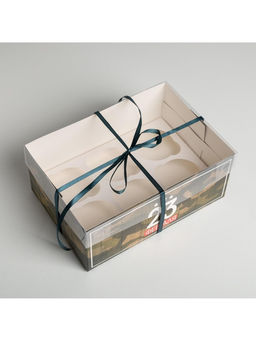 Цена за 5 шт. Коробка для капкейков, кондитерская упаковка, 6 ячеек «23 Февраля», 23×16×10 см