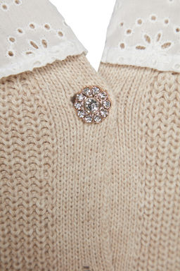 Tas Crop Gomlek Garnili Detayl? V Yaka Triko H?rka TWOAW24HI00221