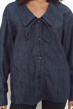 DENIM PETER PAN COLLAR SHIRT - Zara фото 3