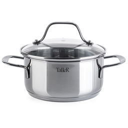 Набор кастрюль из нержавеющей стали Брилон 3 штуки: 1,5л - д16см, h8см, 3л - д20см, h10,5см, 4,3л - д22см, h11,5см, s0,5мм, дно s2,7мм, внешняя и внутренняя полировка - зеркальная, стеклянная жаропрочная крышка, пароотвод, ручки с из нержавеющей ст - Домашняя мода фото 3