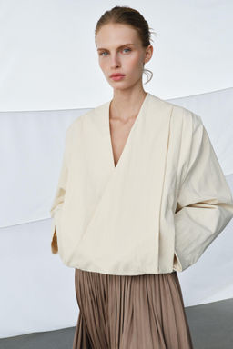 PANTAL?N VOLUMEN PLISADO ZW COLLECTION / Marr?n - Zara фото 2